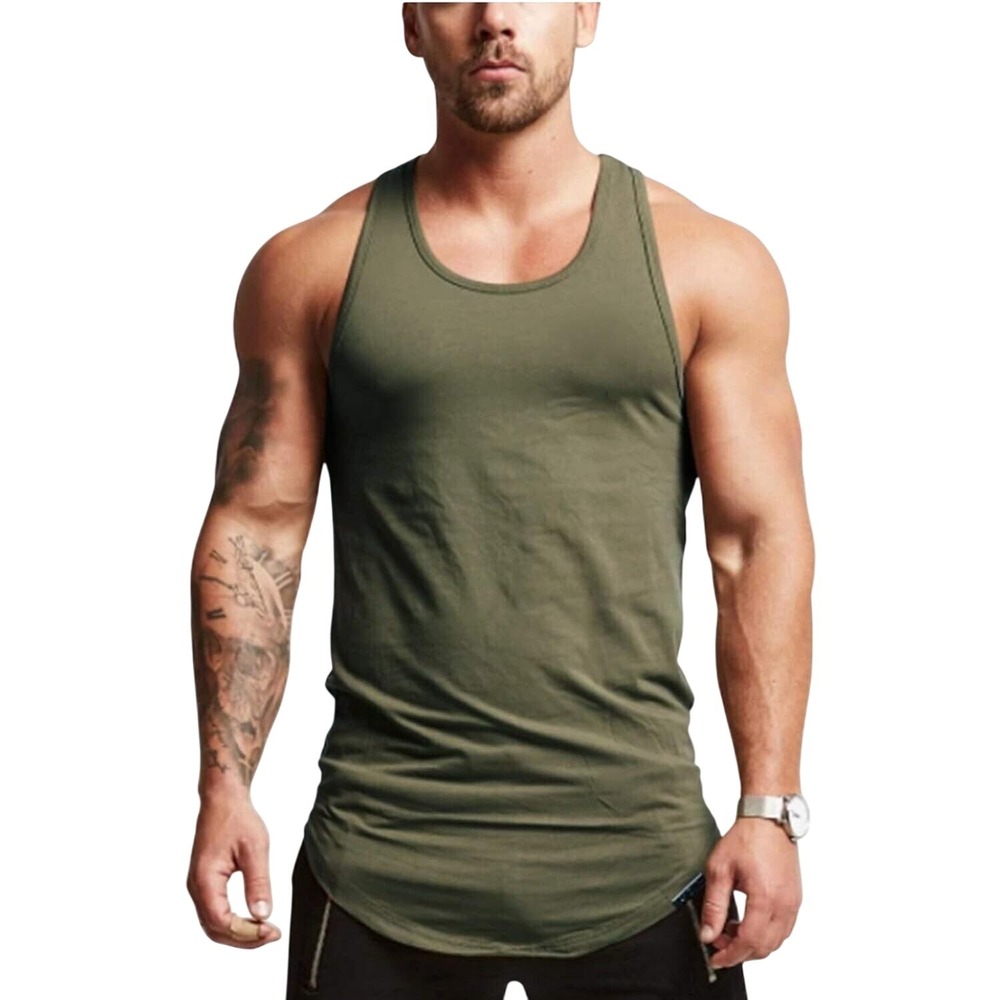 Mens Y Back Tank Top Sleeveless Gym Workout Muscle Stringer Fitness‎ Shirt
